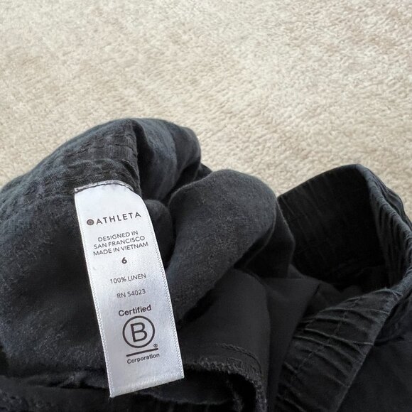 Athleta Cabo Linen Joggers Pull On Pants 6 Black - Picture 9 of 10